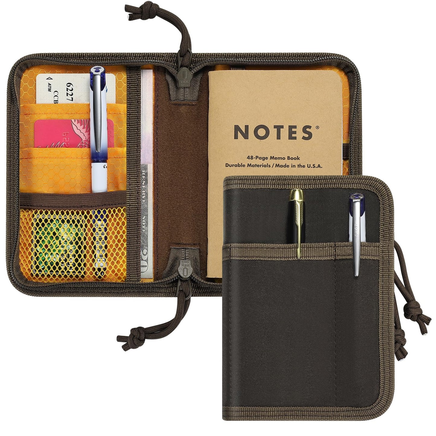 Journal Cover for Field Notes 3.5"x5.5",Water Resistant Journal Wallet for Moleskine Cahier,Waxed Canvas Pocket Notebook Cover,Brown