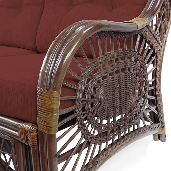 Malibu Lounge Set of 4: 2 Natural Rattan Wicker Chairs, Three-Seater Sofa