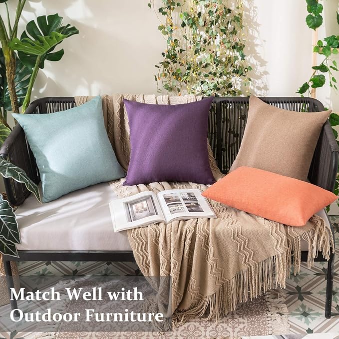 MIULEE Pack of 2 Decorative Outdoor Solid Waterproof Throw Pillow Covers Spring