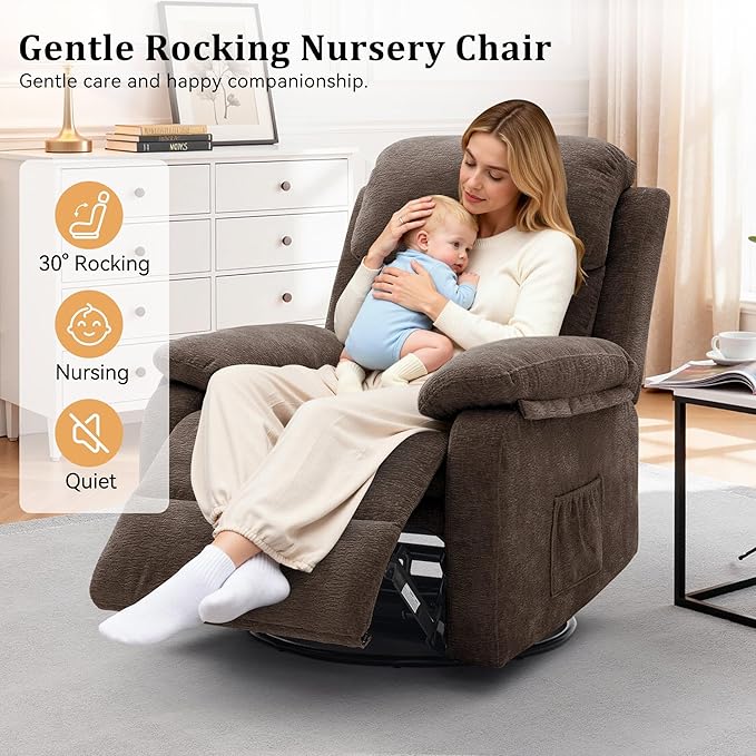 Korser Recliner Chair, 360 Swivel Rocker Chair