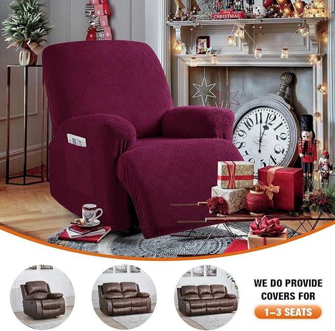 VANSOFY Recliner Chair Cover, 3-Pieces Stretch Recliner Covers