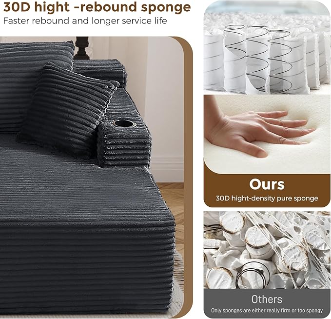133" Oversized Cloud Boneless Sofa Couch