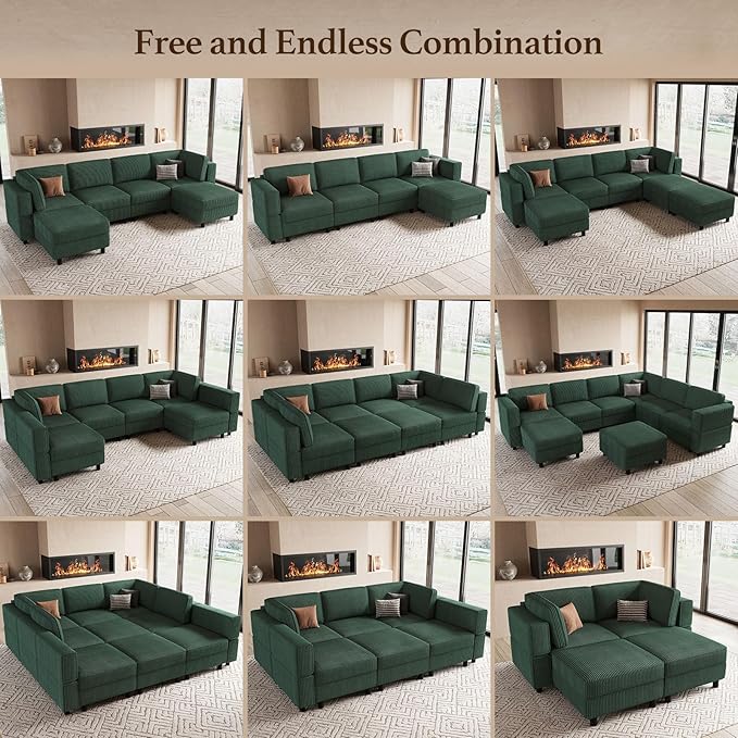 Belffin 114.2" 8 Seats Modular Sectional Sofa U Shaped Couch