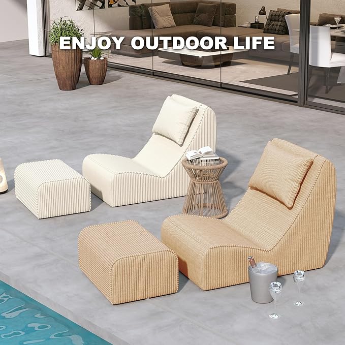 Giant Bean Bag Chair for Adults, Corduroy Chaise Lounge