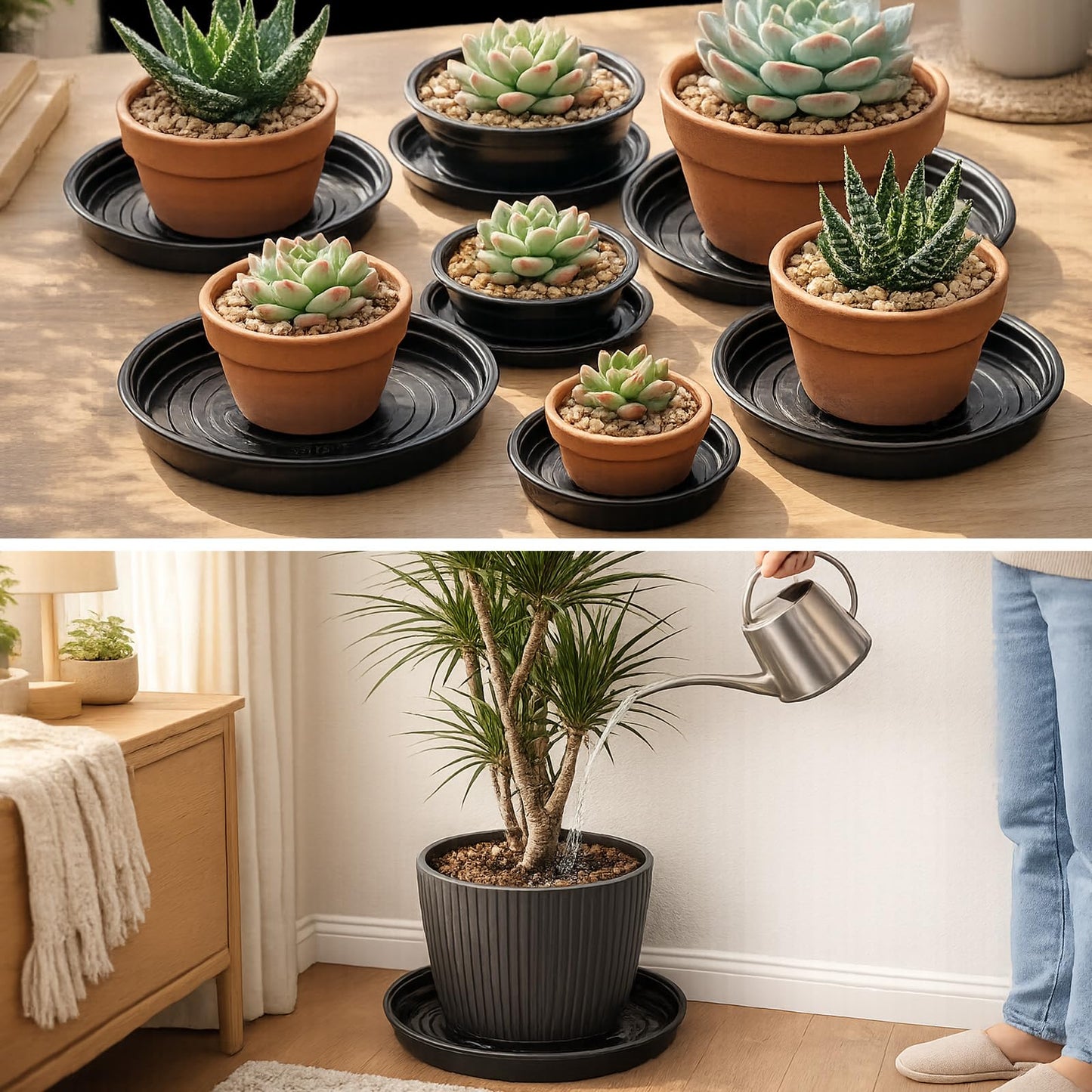 30 Packs 20" Extra-Large Plant Saucers for Indoor Outdoor Use Heavy Duty Plastic Plant Plate Dish for Planter Bulk Round Flower Pot Drip Trays to Catch Water 4 to 20 Inch, Black