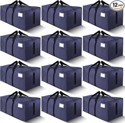 HOMESURE Supports 200lbs Heavy Duty Moving Bags - Strong Zipper & Wrap-Around Handles - Water-Resistant Storage Totes, Durable Alternative to Moving Boxes - 12 Pack - Blue
