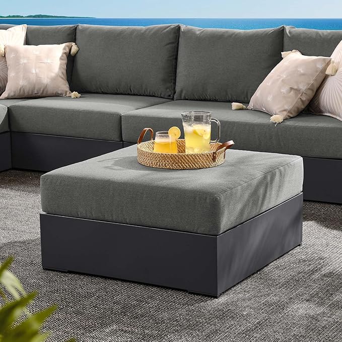 Modway Tahoe Aluminum Ottoman in Gray Charcoal