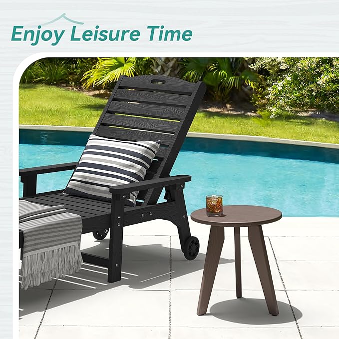 Outdoor Side Table, HDPS Outdoor Table, Small Round Side Table Weather-Resistant