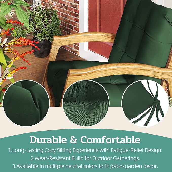 Outdoor Chair Cushions Set of 2, High Back Soft Seat Pad