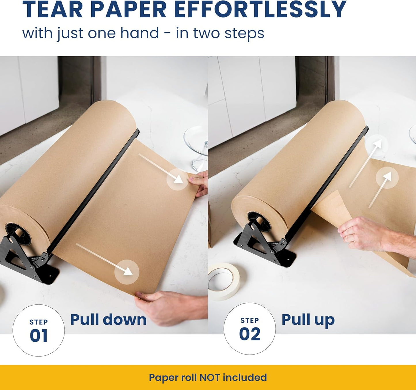 DIY Crew 24 Inch Paper Roll Dispenser and Cutter - Heavy-Duty Wall Mountable, Non Slip Tabletop - Kraft, Freezer, Butcher Paper - Up to 1000ft Rolls