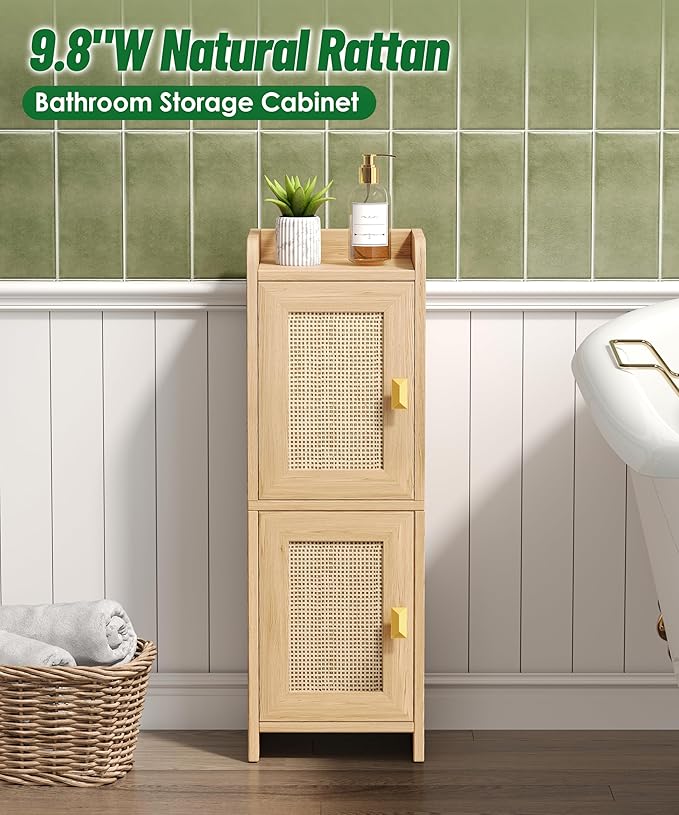 Akxomel Rattan Small Bathroom Cabinet