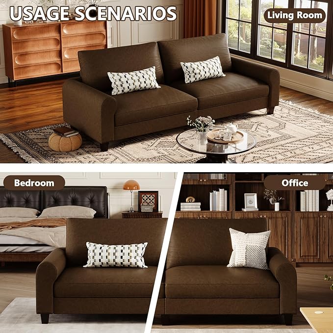 EASE MOOSE 70.6" Faux Leather Loveseat Sofa, Deep Seat Waterproof and