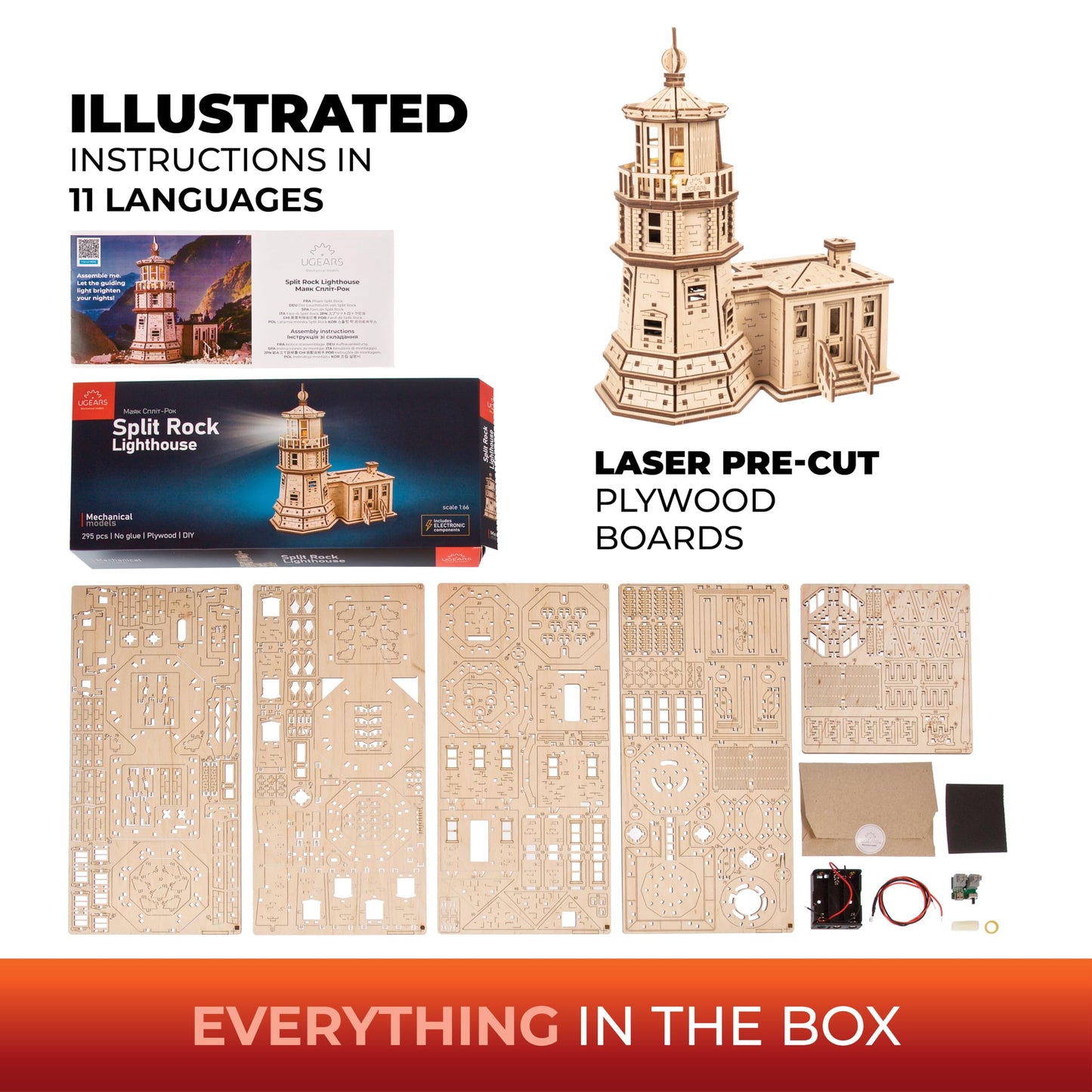 UGEARS Split Rock Lighthouse 3D Wooden Puzzles for Adults – Wooden Model Kits for Adults, Crafts for Adult, Model Kits to Build, Wooden 3D DIY Model Brain Teaser, Hobby Set