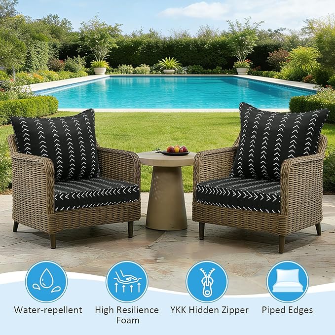 Outdoor Deep Seat & Back Cushion Set, 24 x 24 Inch Water Repellent and Fade