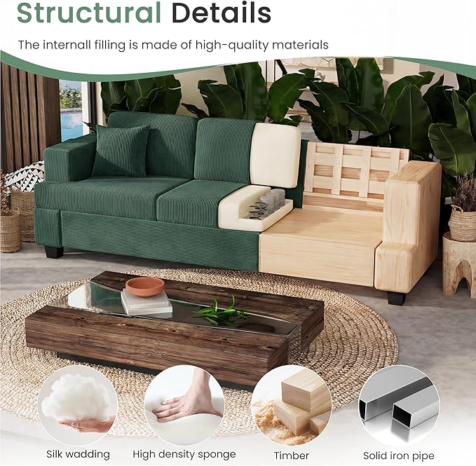 YOUDENOVA Sofa Couch, 3 Piece Set Comfy Sofa, 2 Loveseat & 3 Seater Sofa