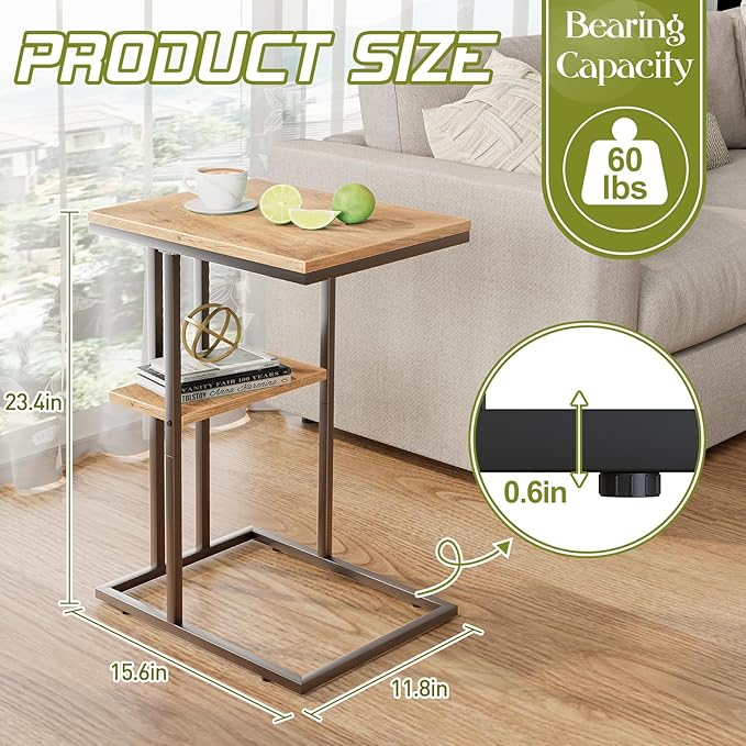 C Shaped End Table, Small Side Table