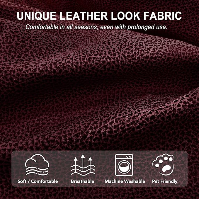 ANARACHON Leather Look Recliner Couch Cover, 8-Pieces Stretch Recliner Sofa