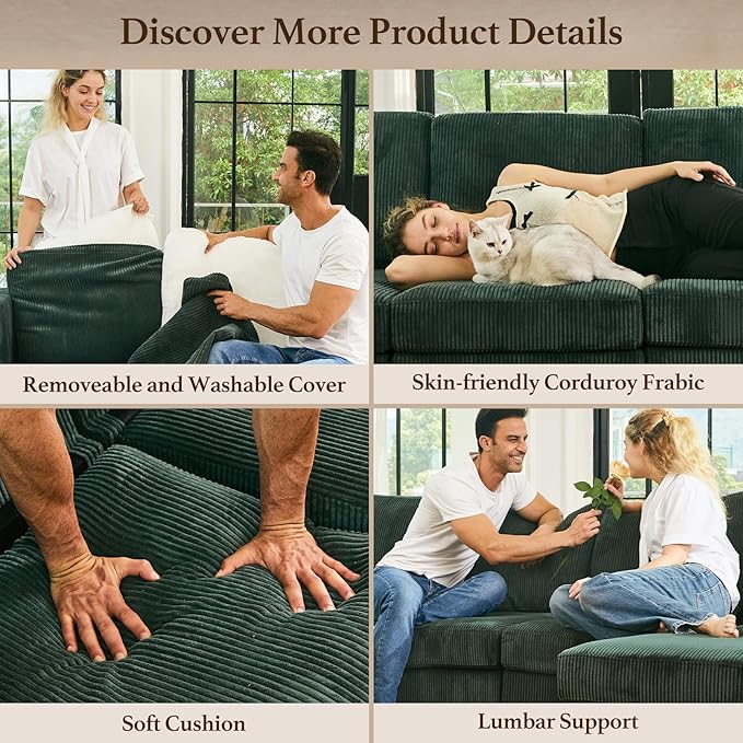 Belffin Modular Sectional Sofa U Shaped Sectional Sofa Couch 6 Seater Corduroy