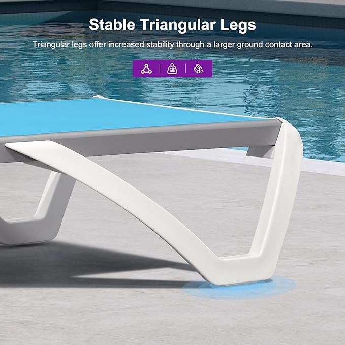 PURPLE LEAF Patio Chaise Lounge Chair Outside Aluminum Plastic Stackable