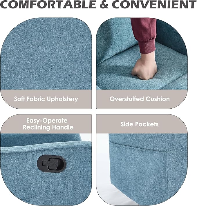 Trustyue Swivel Rocker Recliner Chair, 360° Swivel Recliner