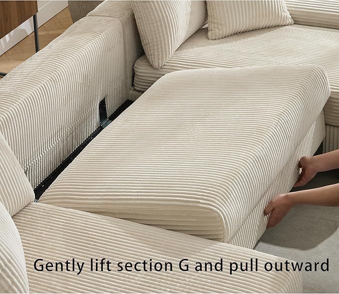 114" Sectional Couches with Pull Out Bed