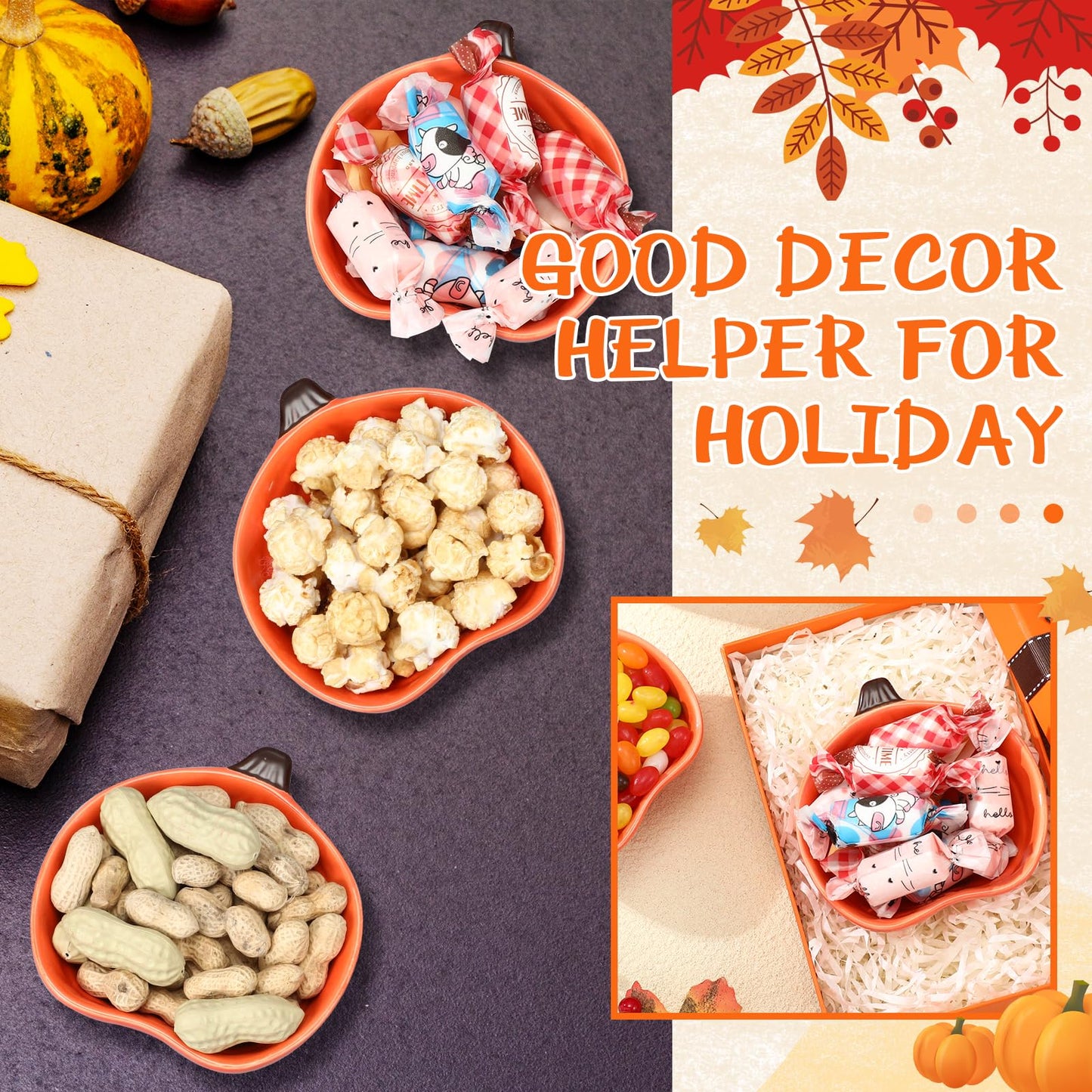 10 Pcs Fall Ramekins 6 oz Oven Safe Pumpkin Ceramic Ramekins Small Creme Dishes Dipping Pumpkins Baking Dish Thanksgiving Pumpkin Shaped Bowl Plates for Kitchen Party Snack Serving Dip Sauce Condiments