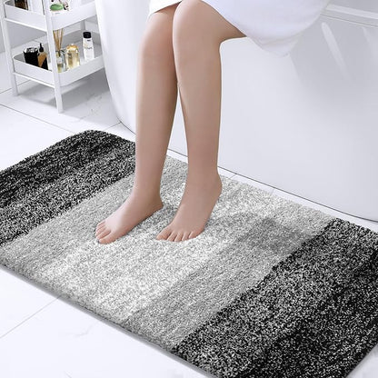 OLANLY Bathroom Runner Rugs Mat 47x24, Extra Soft Absorbent Microfiber Bath Rugs, Rubber Backing, Quick Dry, Washable Long Bath Mats for Bathroom Floor, Tub and Shower, Home Decor Accessories, Black