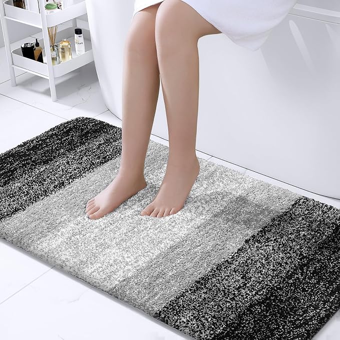 OLANLY Bathroom Runner Rugs Mat 44x24, Extra Soft Absorbent Microfiber Bath Rugs, Rubber Backing, Quick Dry, Washable Long Bath Mats for Bathroom Floor, Tub and Shower, Home Decor Accessories, Black