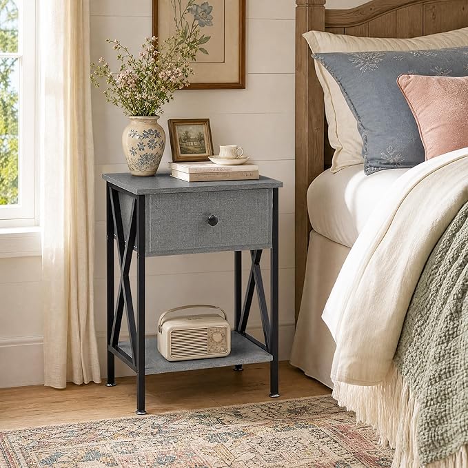 VECELO Nightstands Set of 2, Modern Bedside End Tables, Night Stands