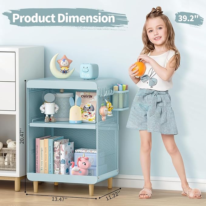 SYKIARIOL Kids Nightstand for Girls, Metal Bedside Table