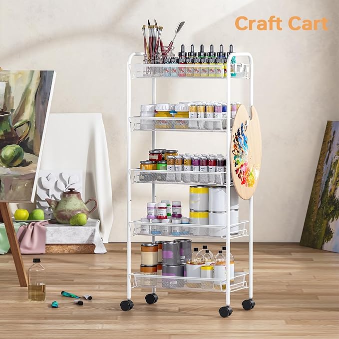 TOOLF 5-Tier Rolling Cart, Metal Utility Cart
