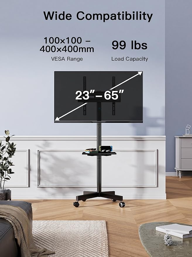 PERLESMITH Rolling TV Stand on Wheels