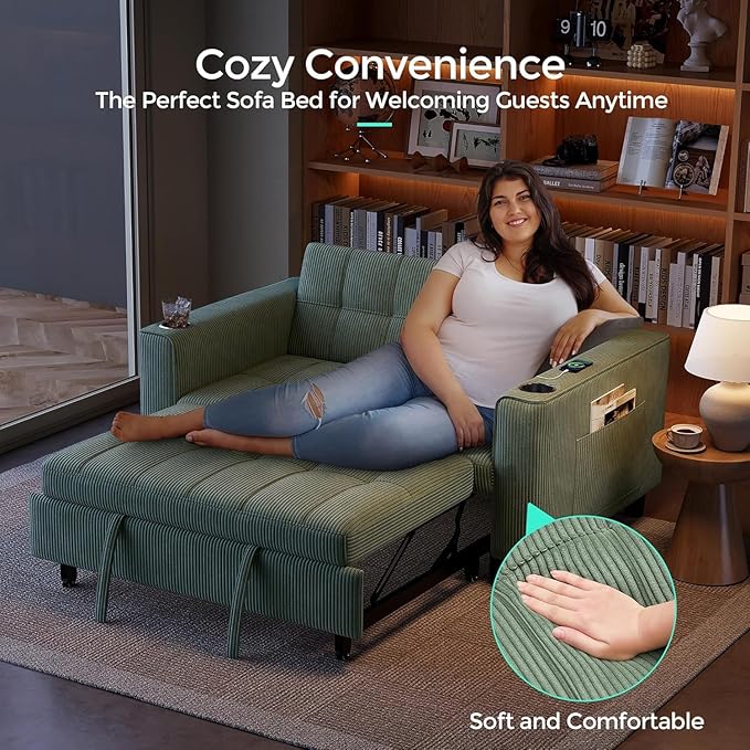 LINSY 54" Pull Out Couch with Charging Station