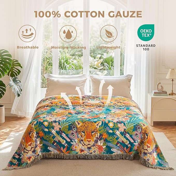 LUTBM Throw Blanket for Bed Couch Sofa Soft Cotton Twin Breathable Summer