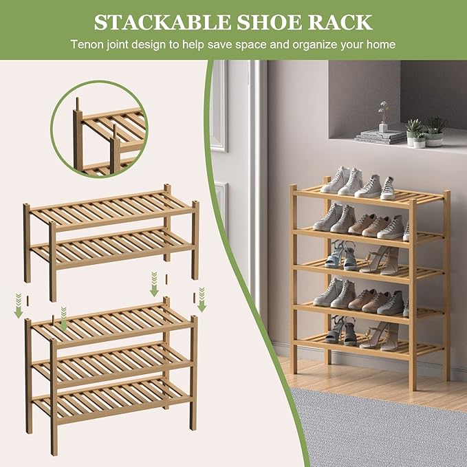 ROMGUAR CRAFT (Thick Bamboo Shoe Rack