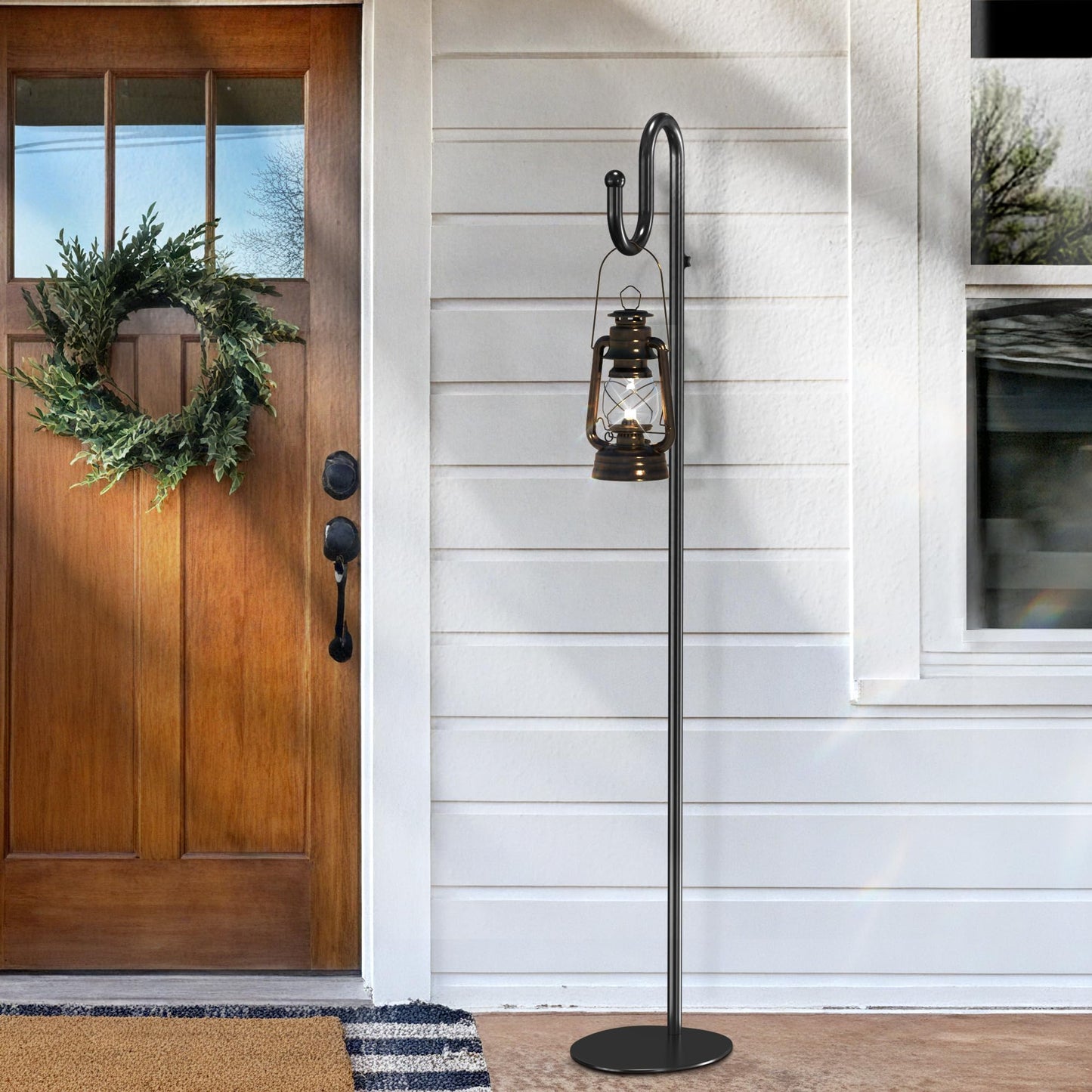 74" Shepherds Hook Stand for Plant: Hanging Bird Feeders, Plants, Lanterns, Wreath and Wind Chimes, Adjustable Free Standing Pole Holder with Heavy Duty Base for Indoor & Outdoor, Holds Up to 20 LBS
