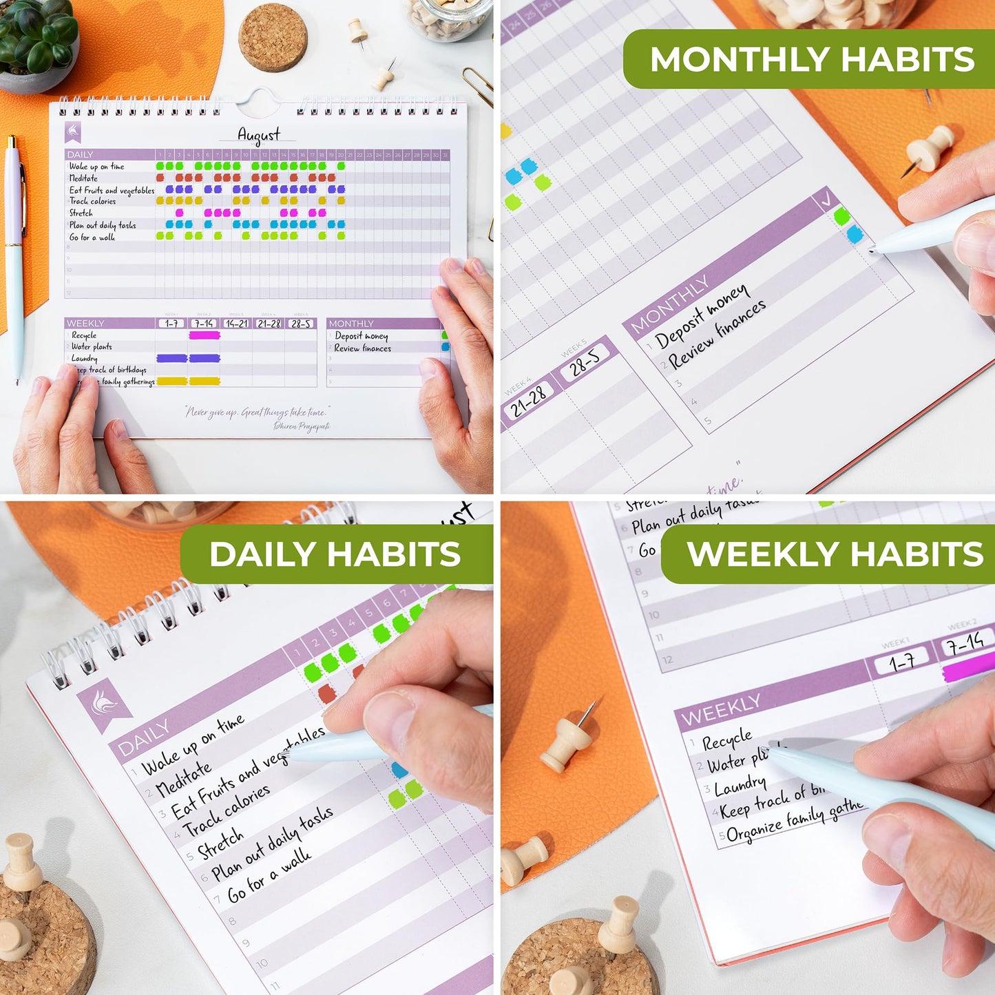 Clever Fox Habit Tracker Calendar – Inspirational Goal Tracker and Habit Calendar for Atomic Habits – Colorful Habit & Goal Planner Journal to Boost Productivity – 24 Months, 10″ x 8″ (Turquoise)