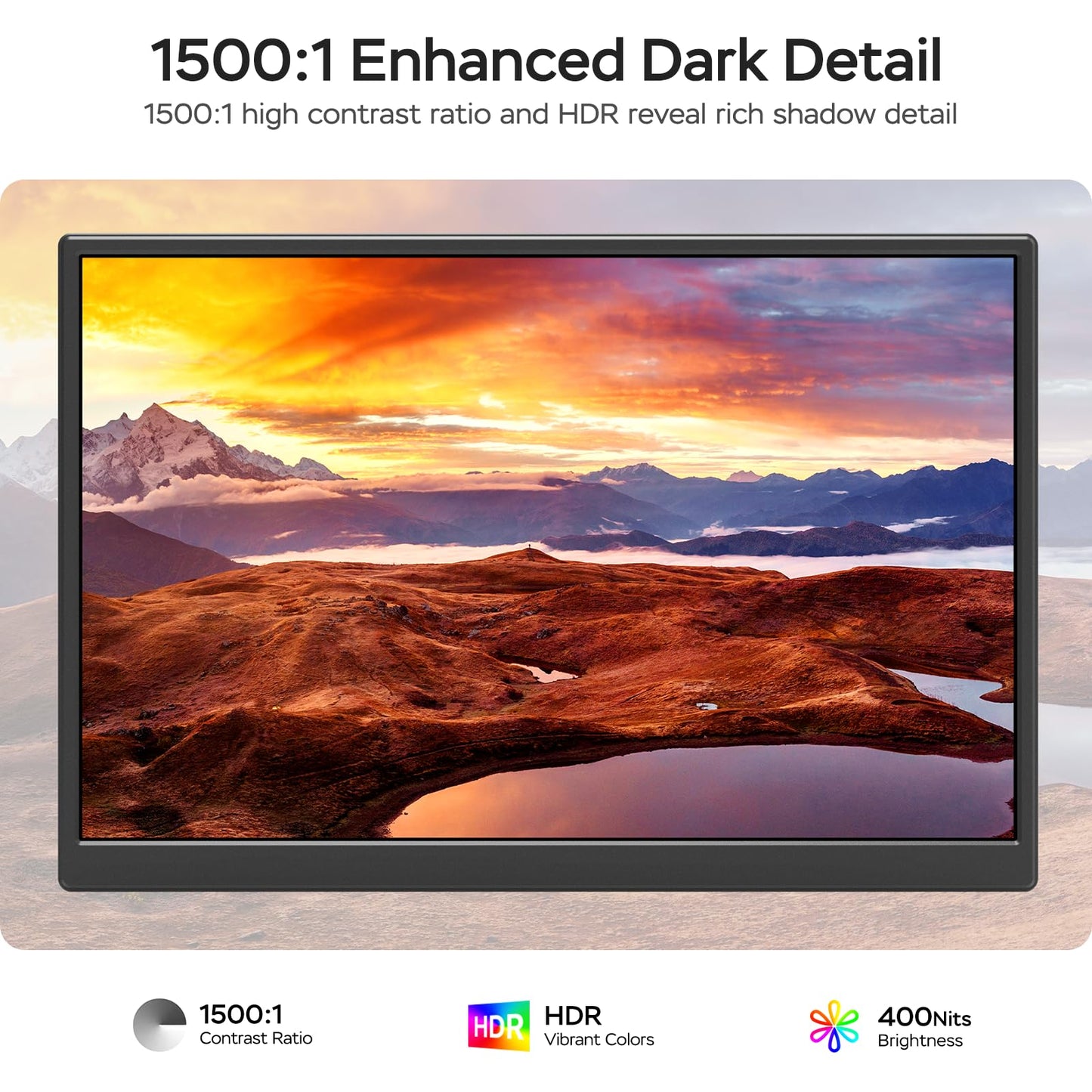 WGK 14 inch Portable Monitor 1200P FHD+ 100% sRGB Travel Display HDMI/USB-C Compatible with Laptops, Desktops, Phones, PS, Mac, Xbox, Switch, and Other Gaming Devices Includes Stand and Speakers VESA