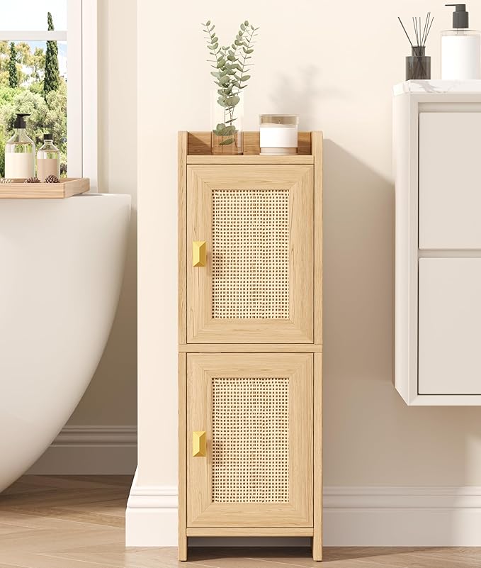 Akxomel Rattan Small Bathroom Cabinet