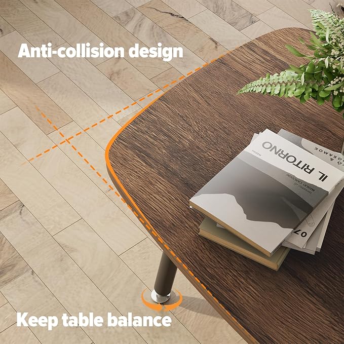 WOHOMO Folding Coffee Table for Small Spaces, No Assembly Farmhouse Portable Living Room Table, Walnut 39.3x19.6x17.7 Inch