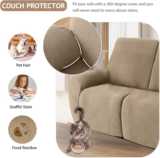 ALIECOM 100% Waterproof Recliner Sectional Couch Covers L Shape Stretch Corner