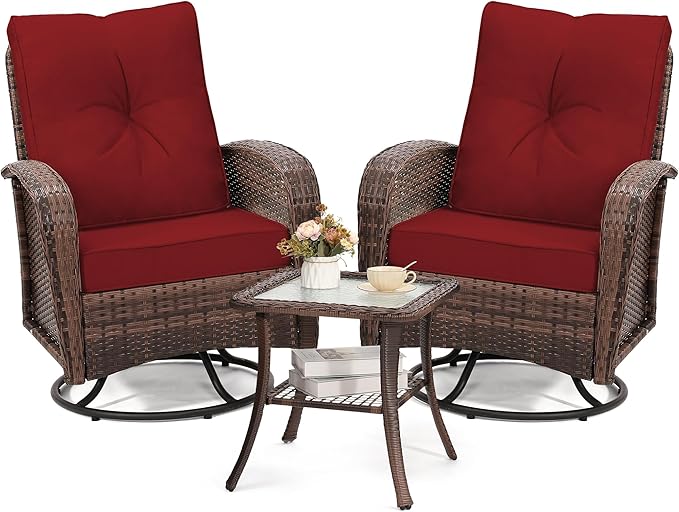wildformers Luxury Outdoor Swivel Wicker Glider Patio Chairs