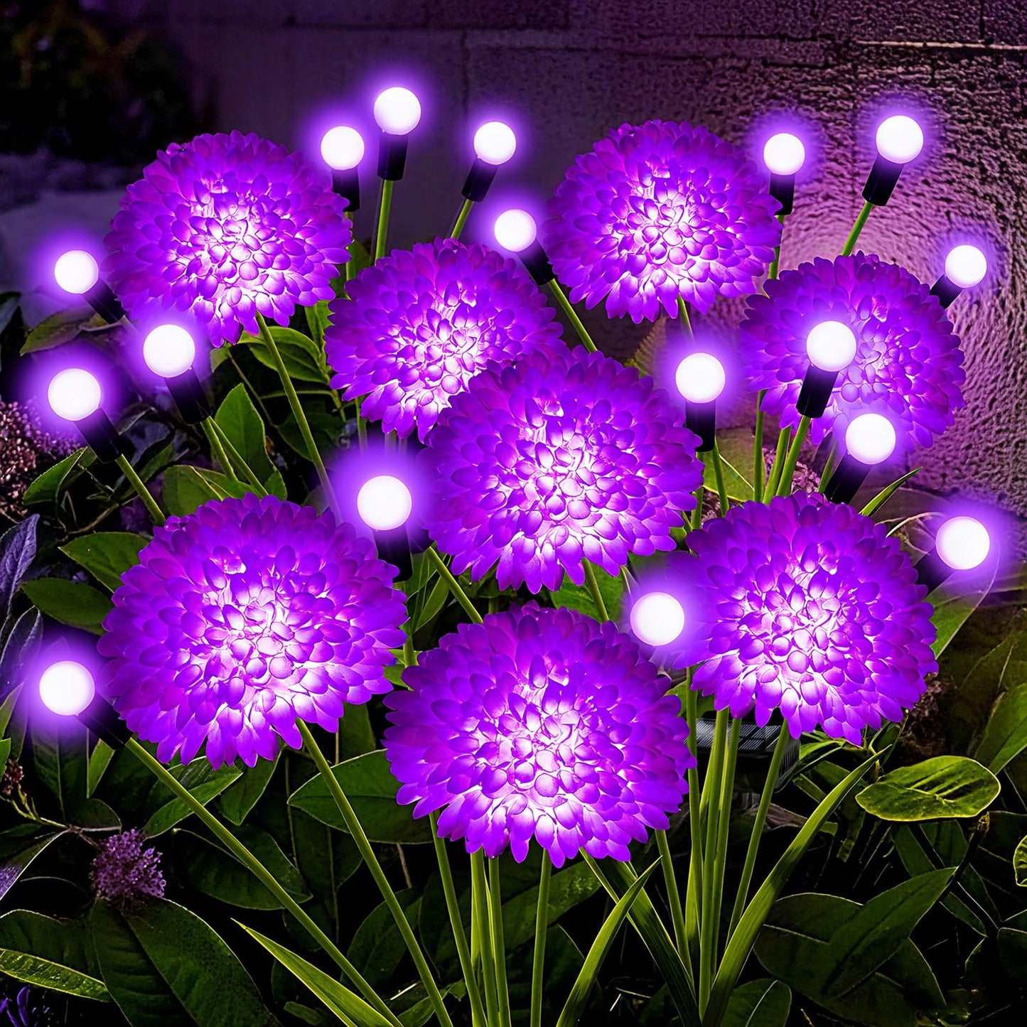 Solar Garden Lights, 4 Pack Solar Purple Swaying Firefly Lights with Flowers, Waterproof Purple Halloween Flowers Light Outdoor for Garden Patio Yard Fall Decoration, Gifts for Women Mother's Day