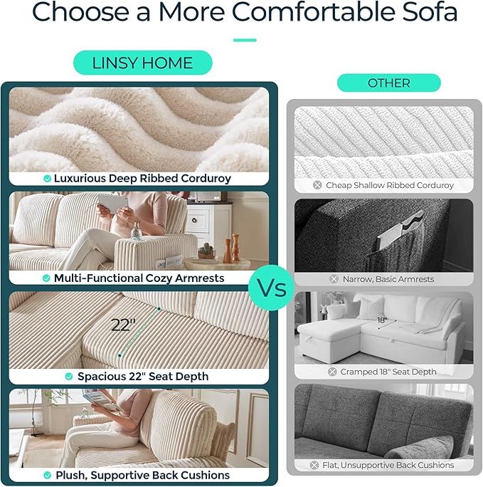 LINSY HOME Sectional Sleeper Sofa