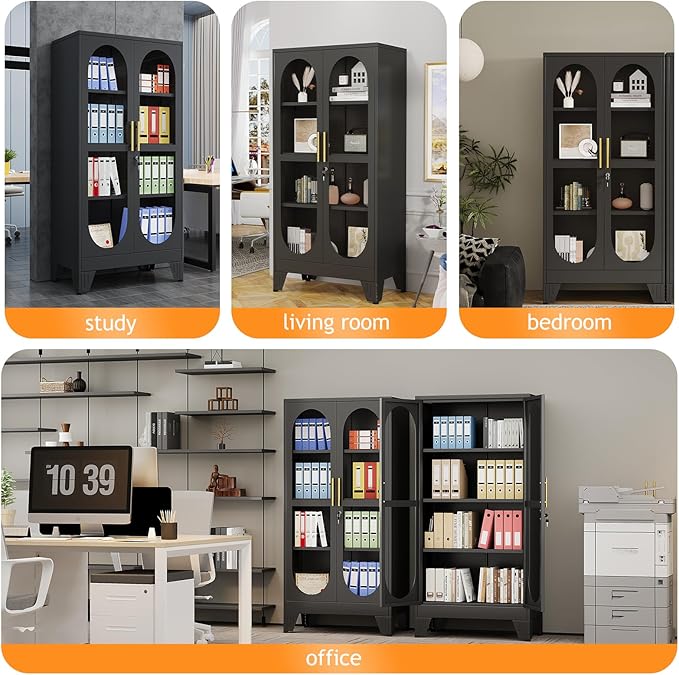 PAOFIN 61" H Locking Display Cabinet