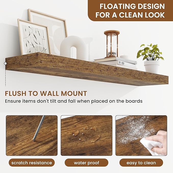 fuqing Floating Shelves for Wall, Wall Mounted Wood Floating Shelf