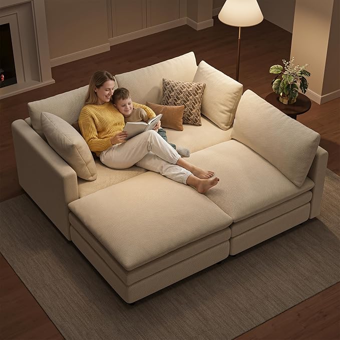 97" Cloud Couches for Living Room, 29.1" Deep Seat Modular Sectional Sofa