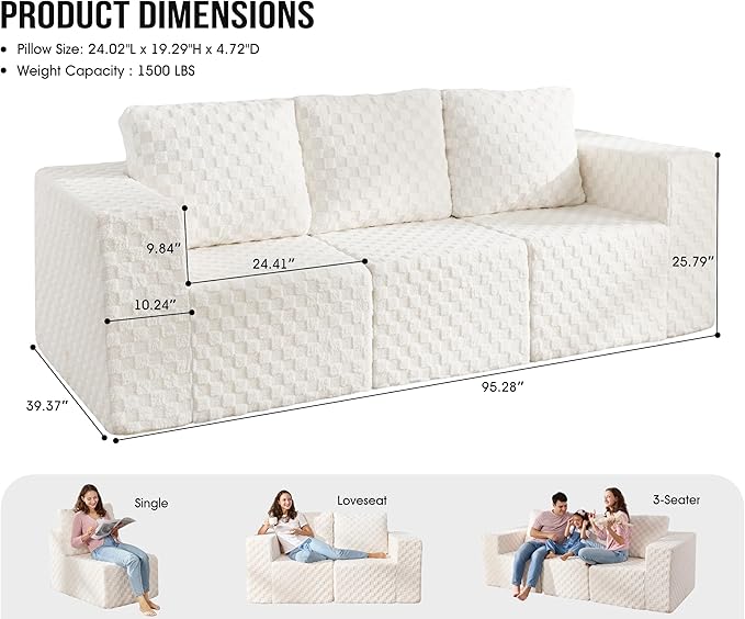 Modular Sectional Sofa 3-Seater Modular Couch