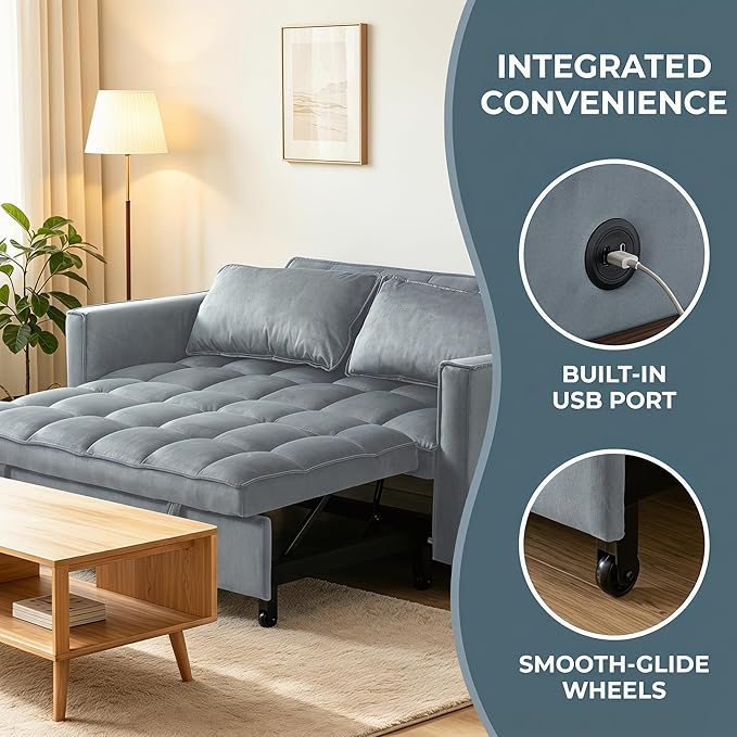 4 in 1 Convertible Sofa Bed, Pull Out Couch