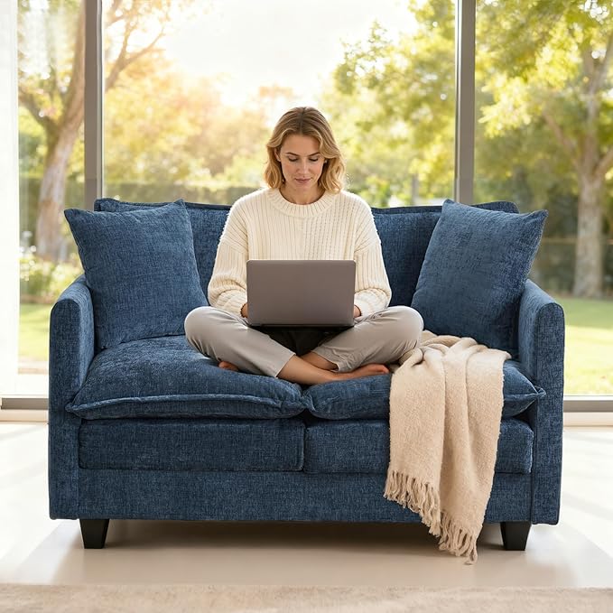 Loveseat Sofa Cloud Sofa Couch 50'', Modern Loveseats 2 Seat Couch 27" Deep Seat